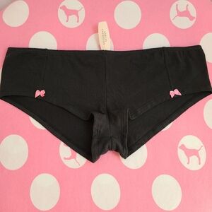 VTG VS PINK Classic Cotton Cheeky Boyshort Panty Size Lg Black Pink